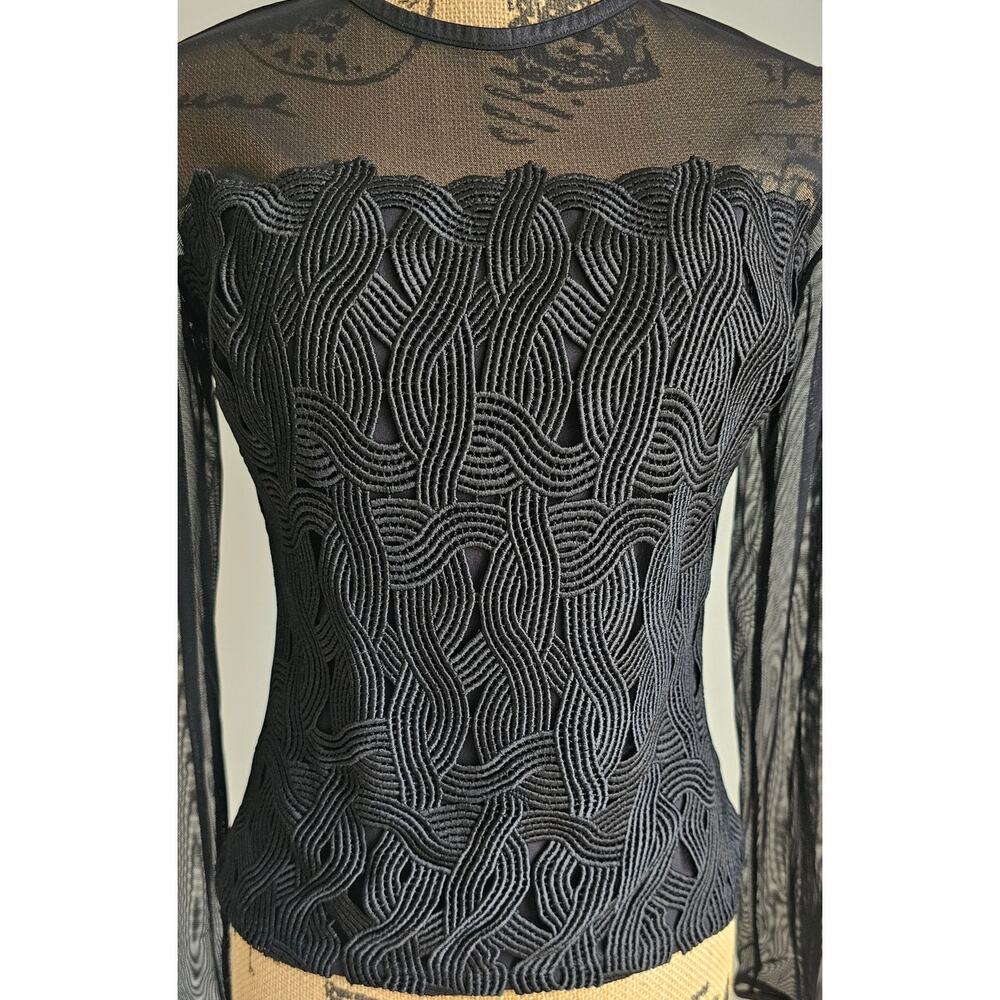 Flora Nikrooz Sheer Embroidered Top, Black, Formal-Casual, Sexy,  Womans Sz M - Picture 2 of 10